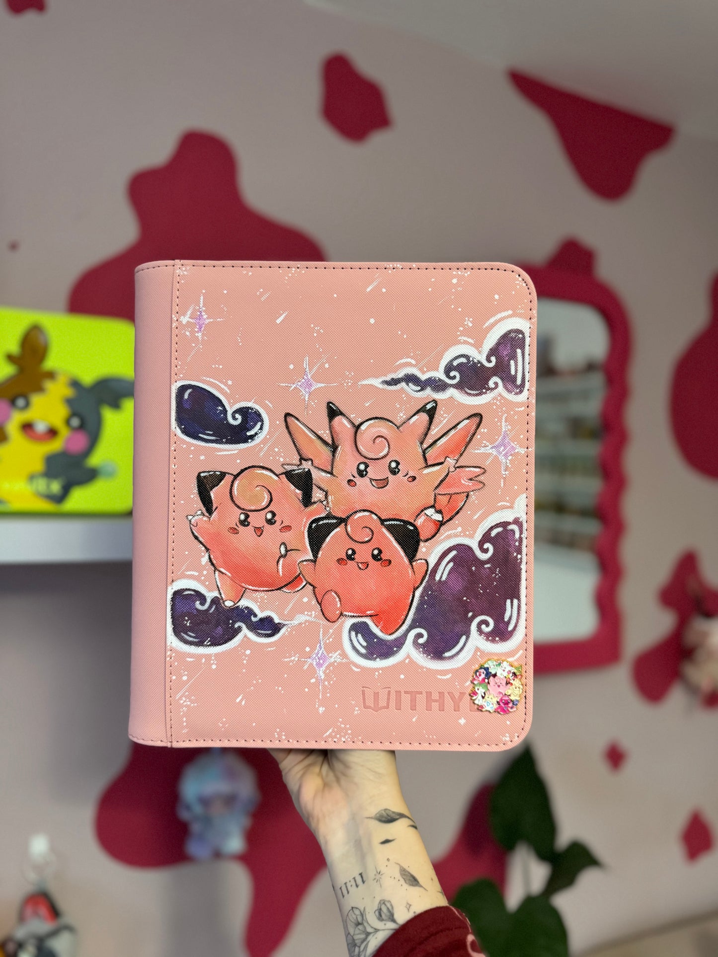 Hand Painted Custom Pokémon Binder - Clefairy Top Loader binder