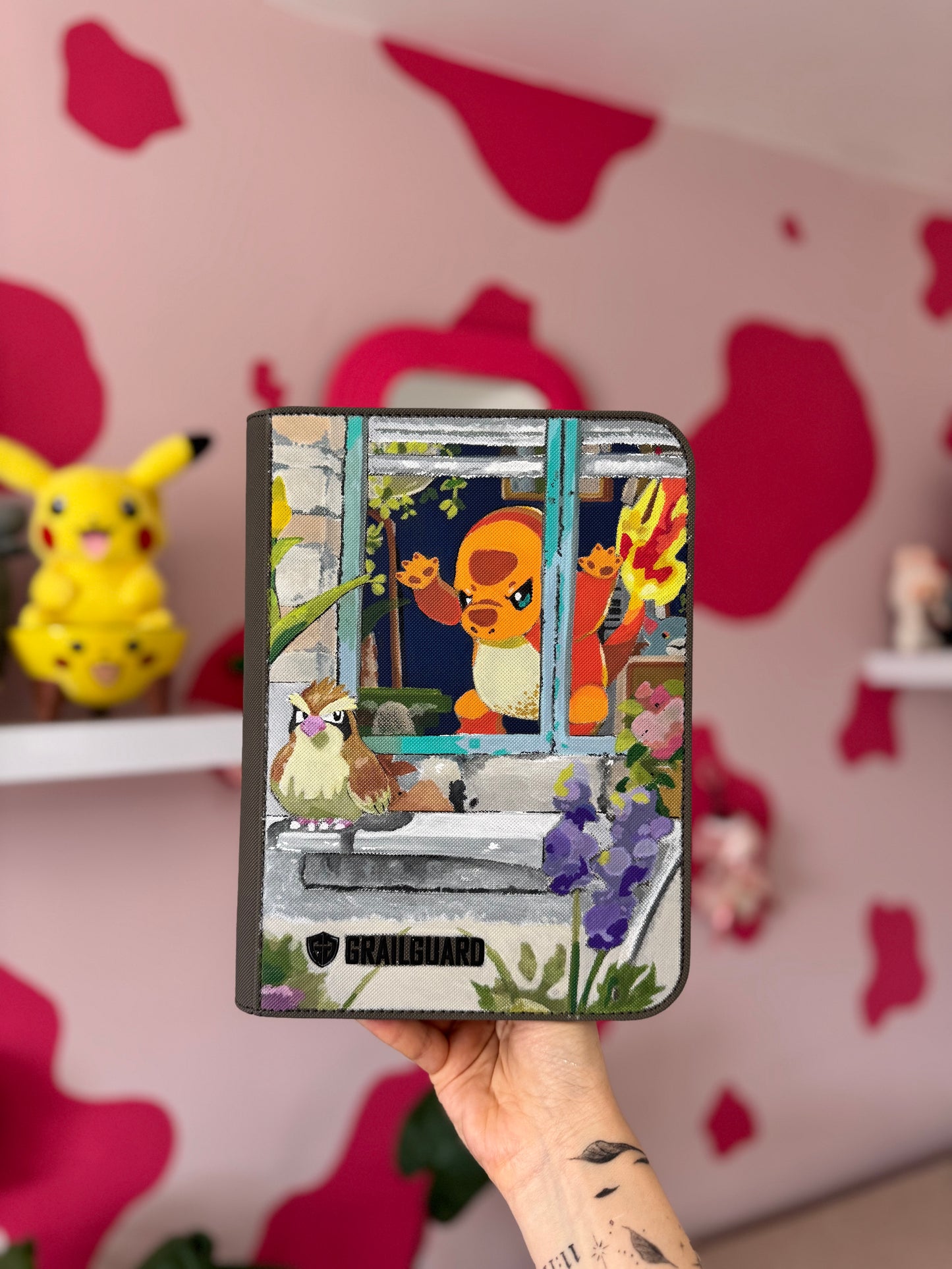 Hand Painted Custom Pokémon Binder - Charmander - Grailguard 4 pocket