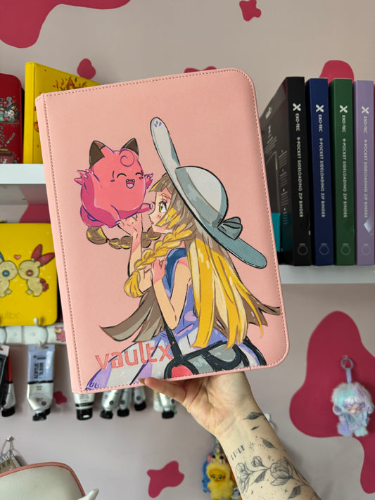 Hand Painted Custom Pokémon Binder - Lillie’s Clefairy - VaultX 9 pocket