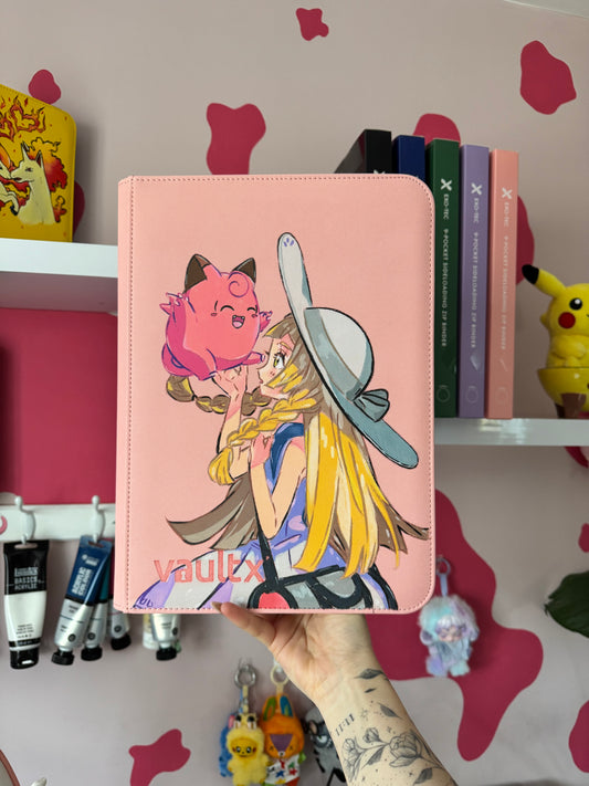 Hand Painted Custom Pokémon Binder - Lillie’s Clefairy - VaultX 9 pocket